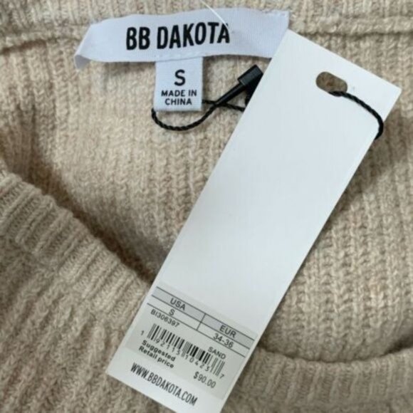 BB Dakota Tan Knit Slit Sleeve Sweater S – Fall Neutral - Picture 8 of 9
